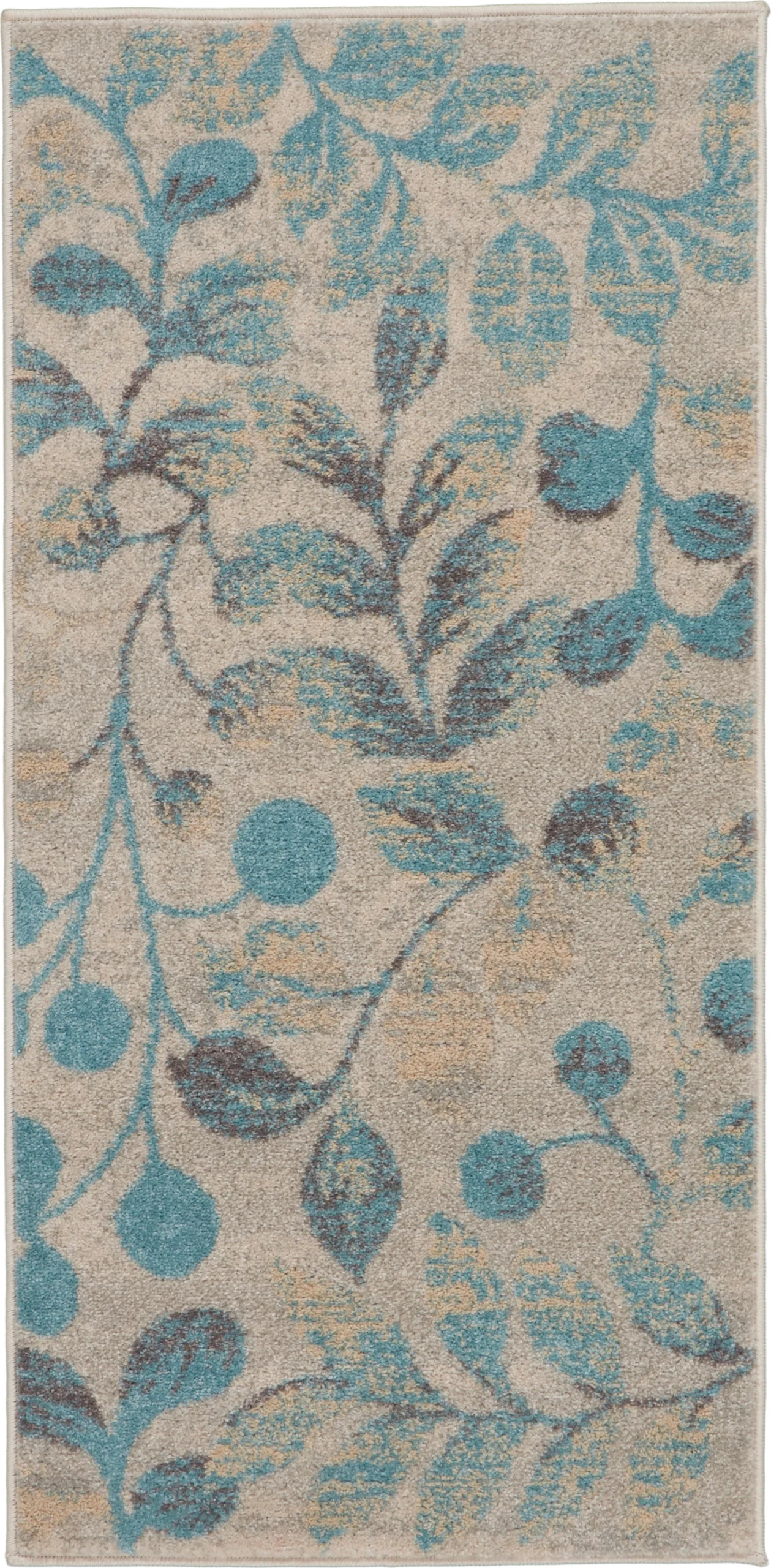 Nourison Tranquil Contemporary Ivory/Turquoise Area Rug