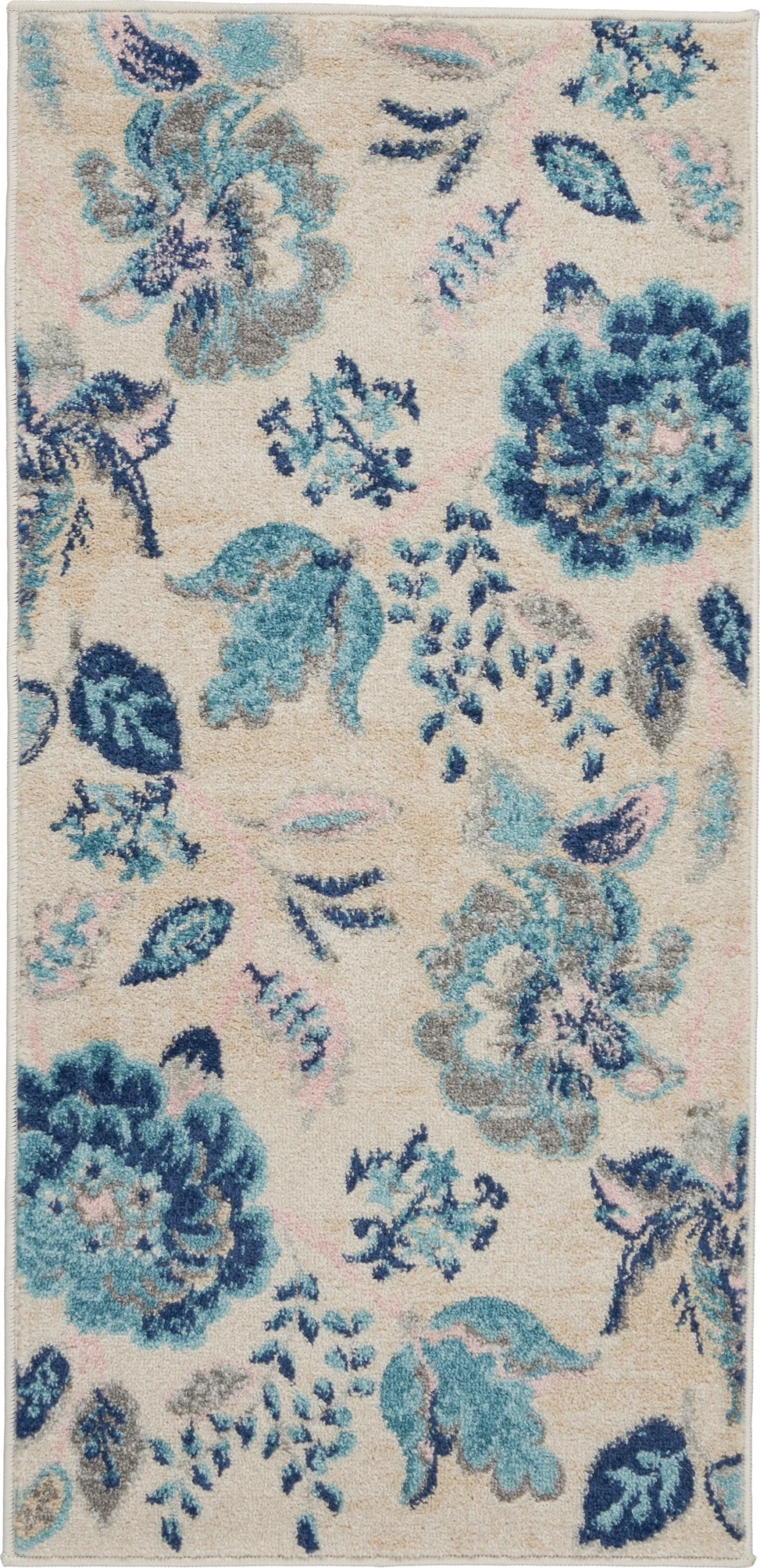 Nourison Tranquil Transitional Ivory/Light Blue Area Rug